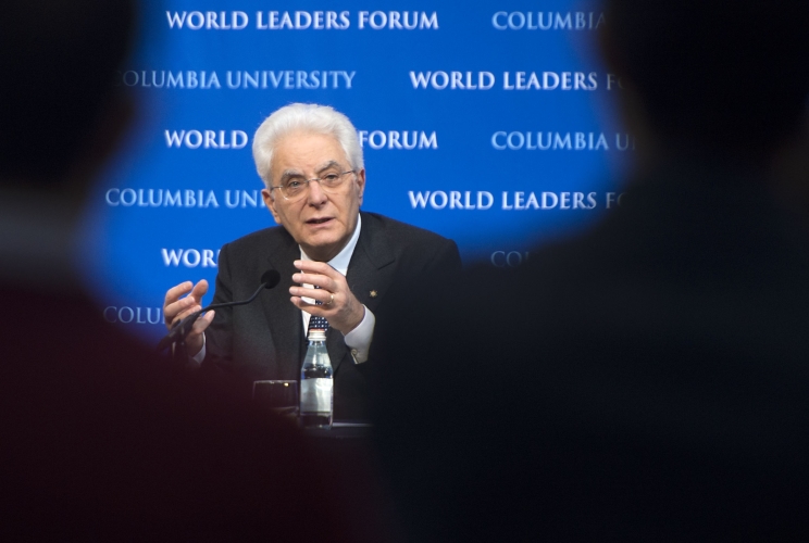 Il Presidente Sergio Mattarella nel corso del suo intervento alla Columbia University