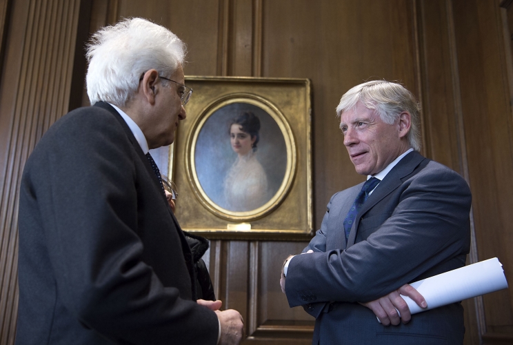 Il Presidente Sergio Mattarella con il Presidente della Columbia University, Lee Bollinger