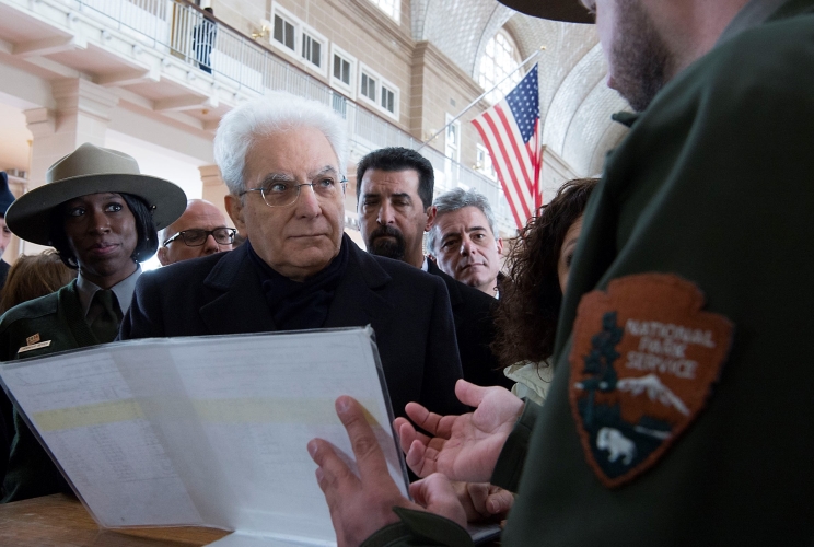 Il Presidente Sergio Mattarella visita il museo dell'immigrazione a Ellis Island