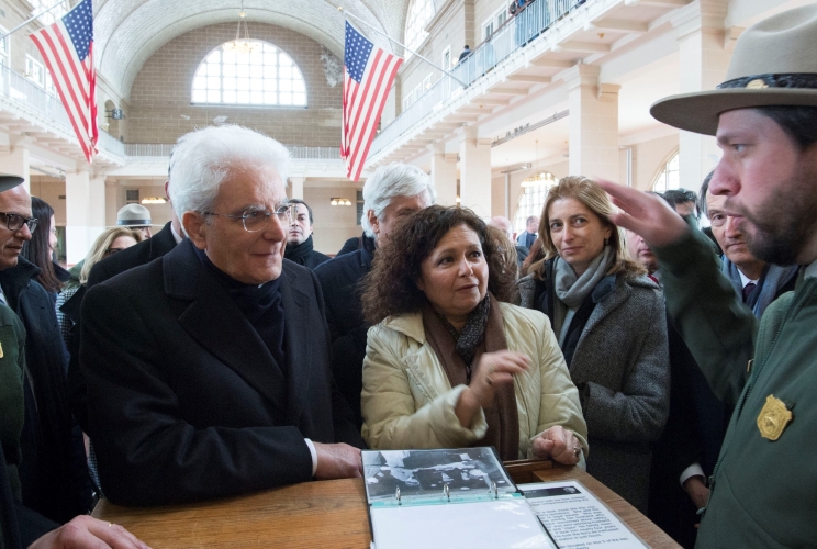 Il Presidente Sergio Mattarella visita il museo dell'immigrazione a Ellis Island