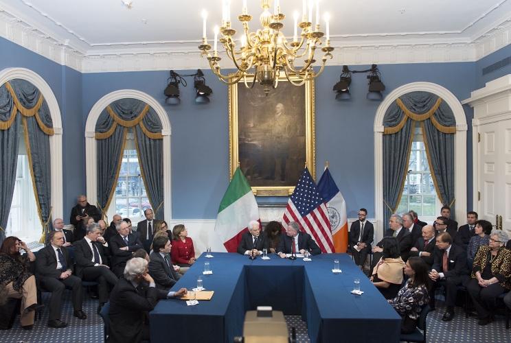 Il Presidente Sergio Mattarella con il sindaco di New York Bill de Blasio