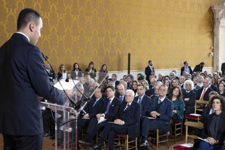 Il Presidente Sergio Mattarella durante la cerimonia della “Giornata Qualità Italia” – Premi Leonardo 2018”.
