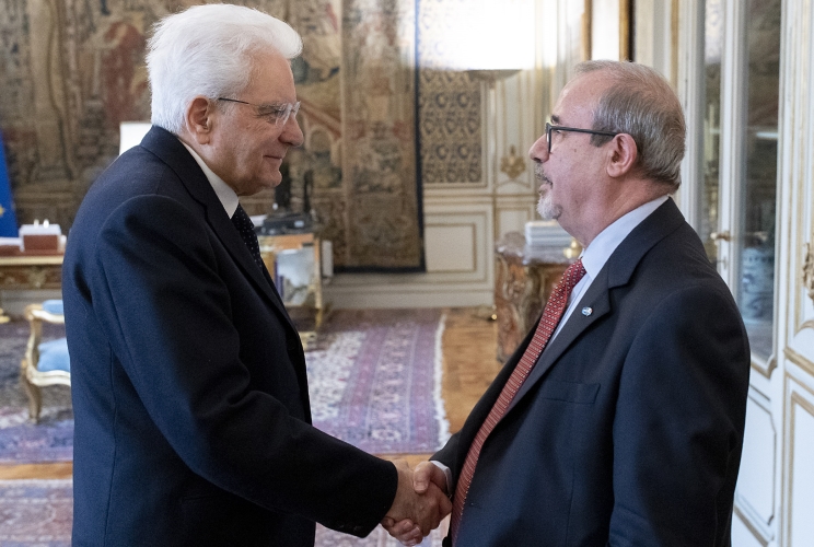 Il Presidente Sergio Mattarella accoglie Carmelo Barbagallo, Segretario Generale del Sindacato UIL