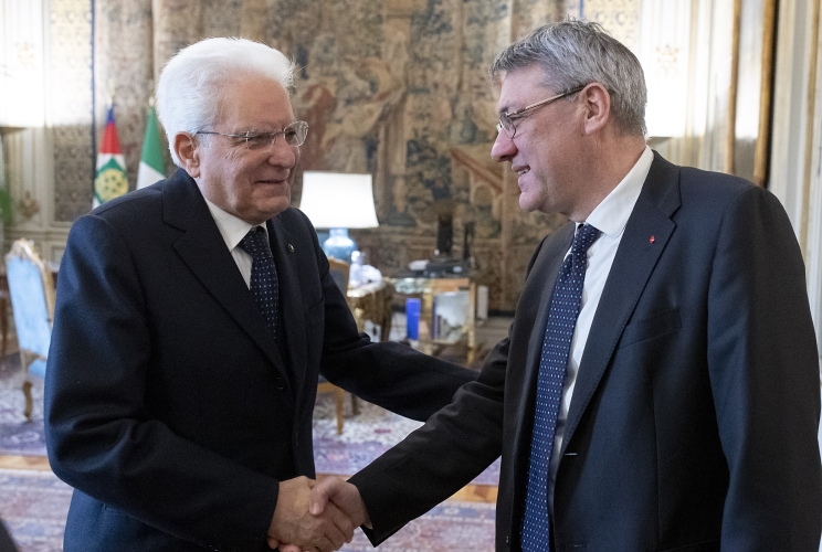Il Presidente Sergio Mattarella accoglie Maurizio Landini, Segretario Generale del Sindacato CGIL
