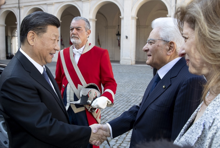 Il Presidente della Repubblica Sergio Mattarella accoglie il Presidente della Repubblica Popolare Cinese XI Jinping, oggi 22 marzo 2019.
