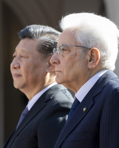 Il Presidente della Repubblica Sergio Mattarella e il Presidente della Repubblica Popolare Cinese XI Jinpingi.
