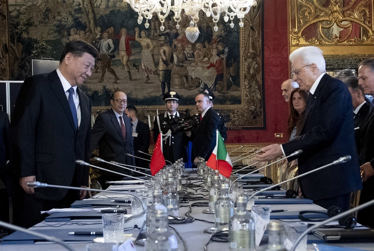 Roma - Il Presidente della Repubblica Sergio Mattarella con il Presidente della Repubblica Popolare Cinese XI Jinping nel corso del'incontro con le rispettive delegazioni, oggi 22 marzo 2019.
(Foto di Paolo Giandotti - Ufficio per la Stampa e la Comunicazione della Presidenza della Repubblica)