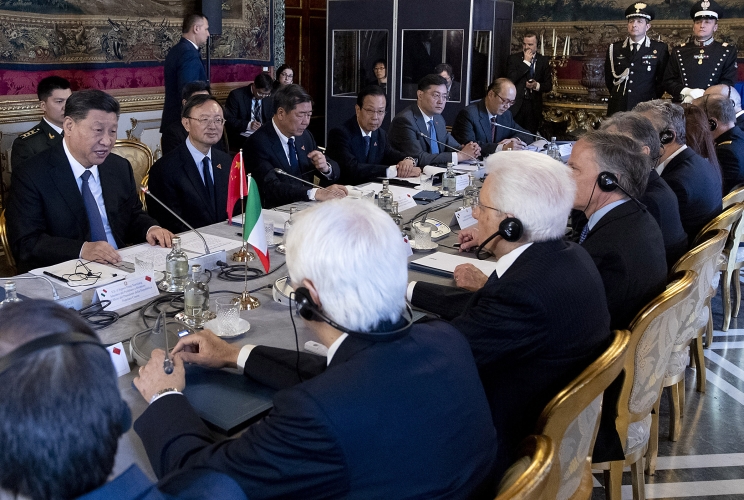 Roma - Il Presidente della Repubblica Sergio Mattarella con il Presidente della Repubblica Popolare Cinese XI Jinping nel corso del'incontro con le rispettive delegazioni, oggi 22 marzo 2019.
(Foto di Paolo Giandotti - Ufficio per la Stampa e la Comunicazione della Presidenza della Repubblica)