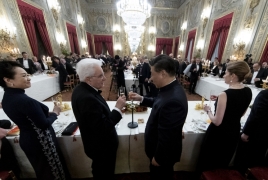 Roma - Il Presidente della Repubblica Sergio Mattarella con il Presidente della Repubblica Popolare Cinese Xi Jinping in occasione del Pranzo di Stato
