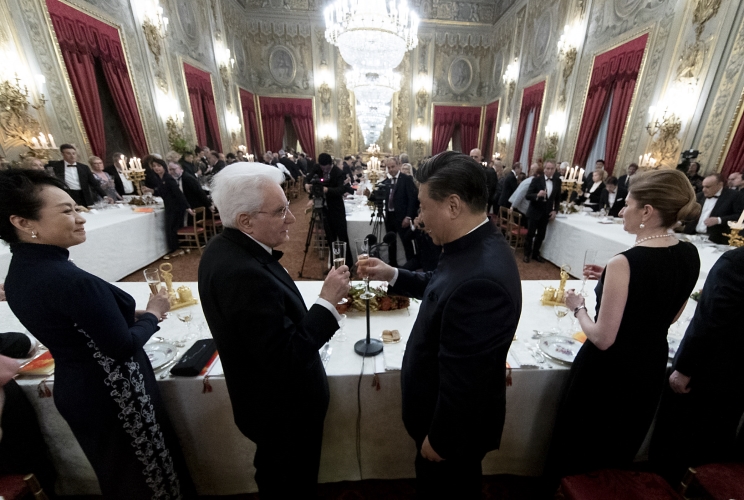 Roma - Il Presidente della Repubblica Sergio Mattarella con il Presidente della Repubblica Popolare Cinese Xi Jinping in occasione del Pranzo di Stato