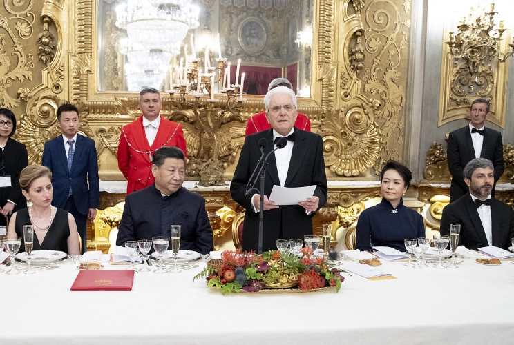 Il Presidente della Repubblica Sergio Mattarella con il Presidente della Repubblica Popolare Cinese Xi Jinping in occasione del Pranzo di Stato
