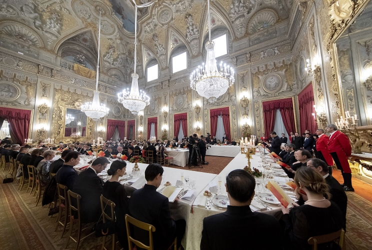 Il Presidente della Repubblica Sergio Mattarella con il Presidente della Repubblica Popolare Cinese Xi Jinping in occasione del Pranzo di Stato
