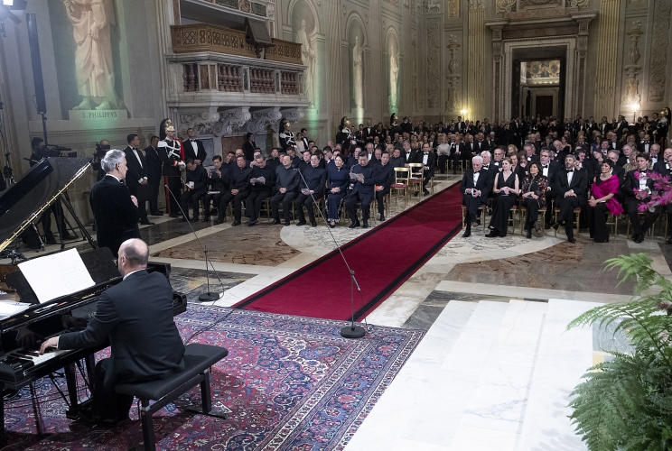 Il Presidente della Repubblica Sergio Mattarella con il Presidente della Repubblica Popolare Cinese XI Jinping in occasione del concerto di Andrea Bocelli.
