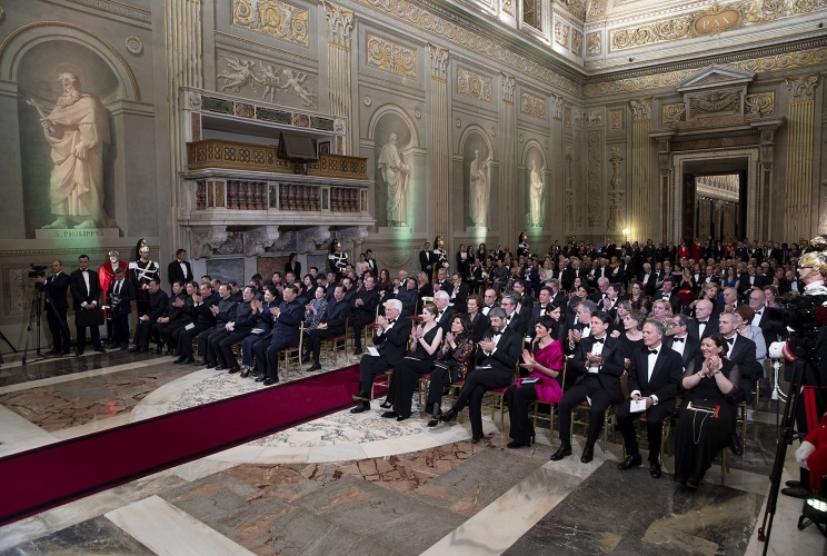 Il Presidente della Repubblica Sergio Mattarella con il Presidente della Repubblica Popolare Cinese XI Jinping in occasione del concerto di Andrea Bocelli.
