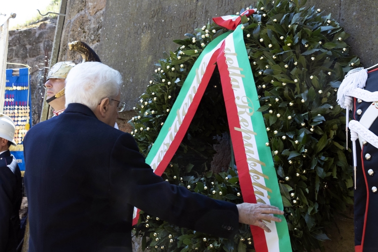 Il Presidente Sergio Mattarella in occasione della cerimonia commemorativa del 75° anniversario dell'eccidio delle Fosse Ardeatine
