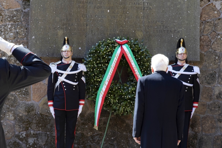 Il Presidente Sergio Mattarella in occasione della cerimonia commemorativa del 75° anniversario dell'eccidio delle Fosse Ardeatine
