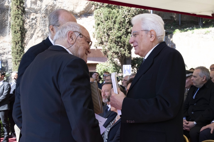 Il Presidente Sergio Mattarella in occasione della cerimonia commemorativa del 75° anniversario dell'eccidio delle Fosse Ardeatine
