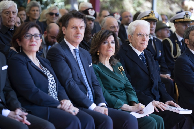 Il Presidente Sergio Mattarella in occasione della cerimonia commemorativa del 75° anniversario dell'eccidio delle Fosse Ardeatine
