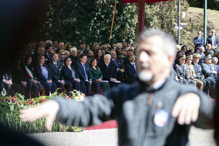 Il Presidente Sergio Mattarella in occasione della cerimonia commemorativa del 75° anniversario dell'eccidio delle Fosse Ardeatine
