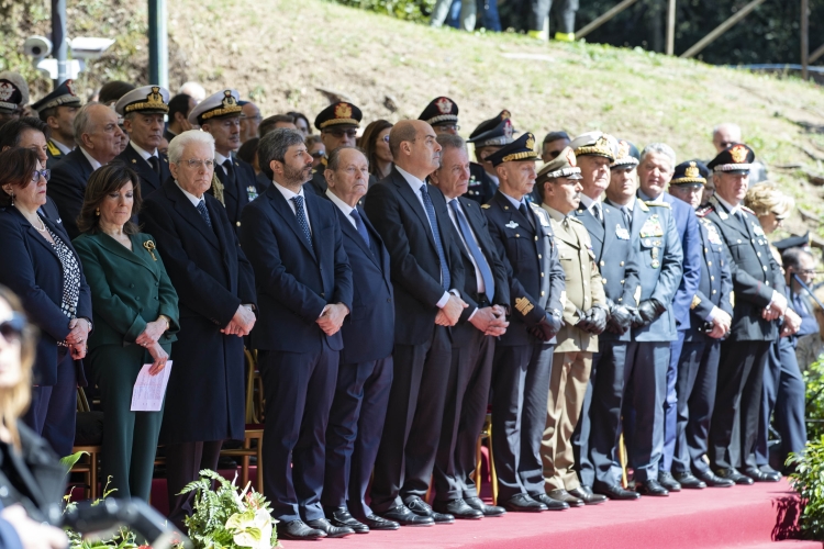 Il Presidente Sergio Mattarella in occasione della cerimonia commemorativa del 75° anniversario dell'eccidio delle Fosse Ardeatine

