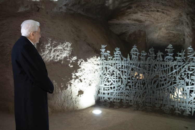 Il Presidente Sergio Mattarella in occasione della cerimonia commemorativa del 75° anniversario dell'eccidio delle Fosse Ardeatine
