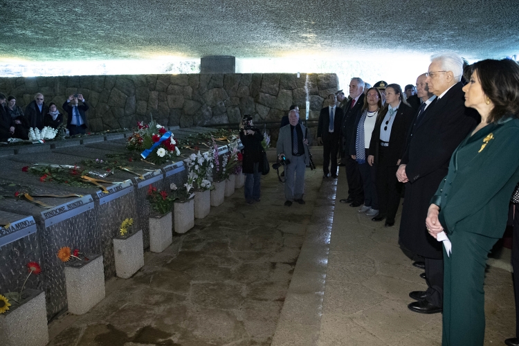 Il Presidente Sergio Mattarella in occasione della cerimonia commemorativa del 75° anniversario dell'eccidio delle Fosse Ardeatine

