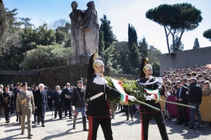 Il Presidente Sergio Mattarella in occasione della cerimonia commemorativa del 75° anniversario dell'eccidio delle Fosse Ardeatine
