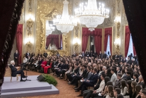 Il Presidente Sergio Mattarella nel corso dell'Incontro con alcune scolaresche delle Scuole secondarie di secondo grado
