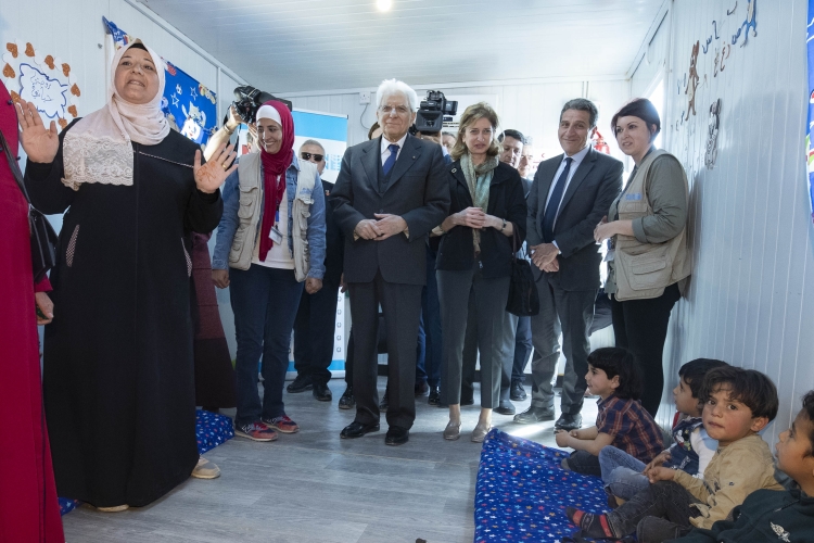 Il Presidente della Repubblica Sergio Mattarella e la Sig.ra Laura, al campo profughi di Zaatari, in occasione della visita di Stato nel Regno Hascemita di Giordania
