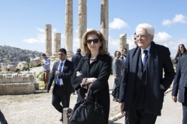 Il Presidente della Repubblica Sergio Mattarella e la Sig.ra Laura al sito archeologico della Cittadella, in occasione della visita Ufficiale nel Regno Hascemita di Giordania