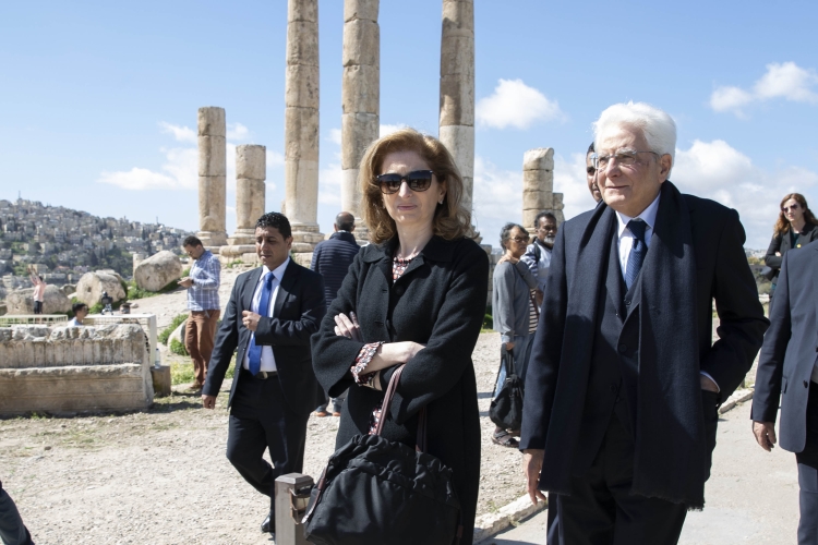 Il Presidente della Repubblica Sergio Mattarella e la Sig.ra Laura al sito archeologico della Cittadella, in occasione della visita Ufficiale nel Regno Hascemita di Giordania