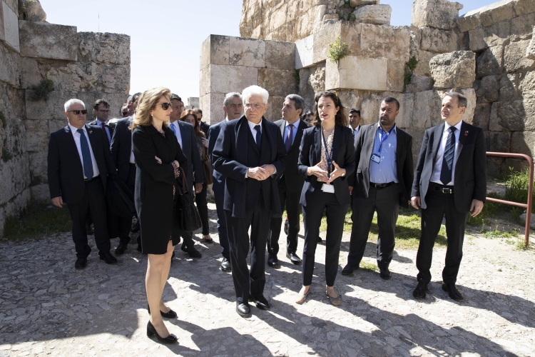 Il Presidente della Repubblica Sergio Mattarella e la Sig.ra Laura al sito archeologico della Cittadella, in occasione della visita Ufficiale nel Regno Hascemita di Giordania