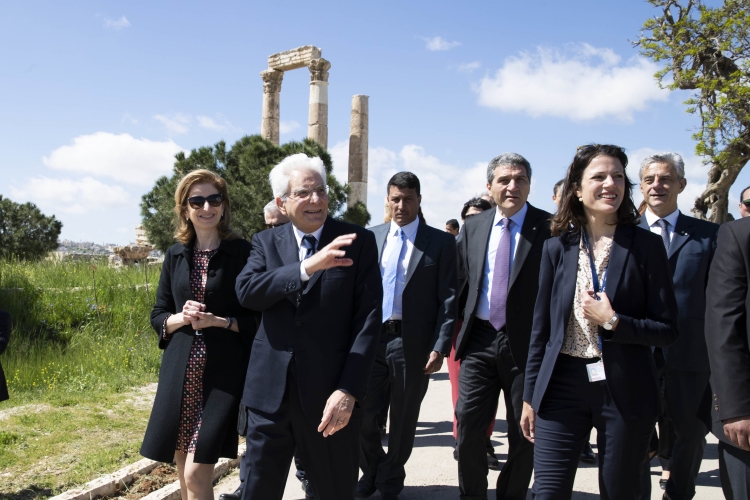 Il Presidente della Repubblica Sergio Mattarella e la Sig.ra Laura al sito archeologico della Cittadella, in occasione della visita Ufficiale nel Regno Hascemita di Giordania