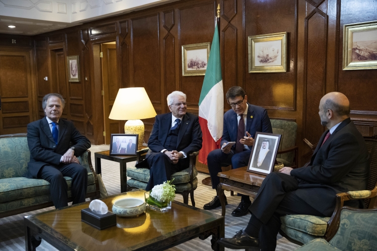 Il Presidente della Repubblica Sergio Mattarella con il Primo Ministro Omar Razzaz, durante i colloqui 