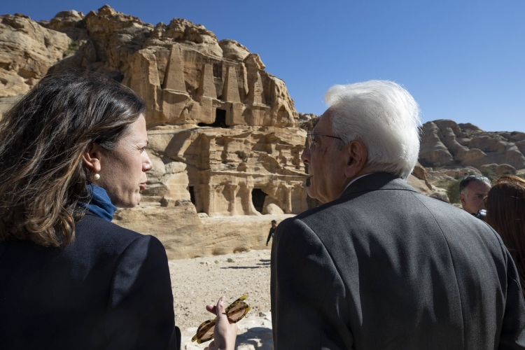 Il Presidente della Repubblica Sergio Mattarella e la Sig.ra Laura, al sito archeologico di Petra,in occasione della visita Ufficiale nel Regno Hascemita di Giordania