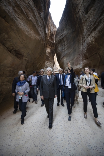 Il Presidente della Repubblica Sergio Mattarella e la Sig.ra Laura, al sito archeologico di Petra,in occasione della visita Ufficiale nel Regno Hascemita di Giordania