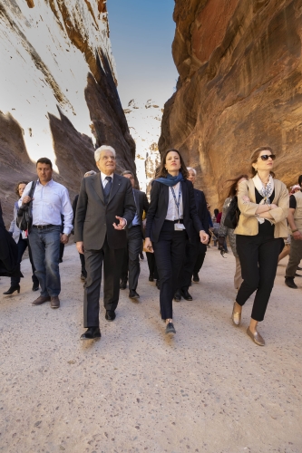 Il Presidente della Repubblica Sergio Mattarella e la Sig.ra Laura, al sito archeologico di Petra,in occasione della visita Ufficiale nel Regno Hascemita di Giordania