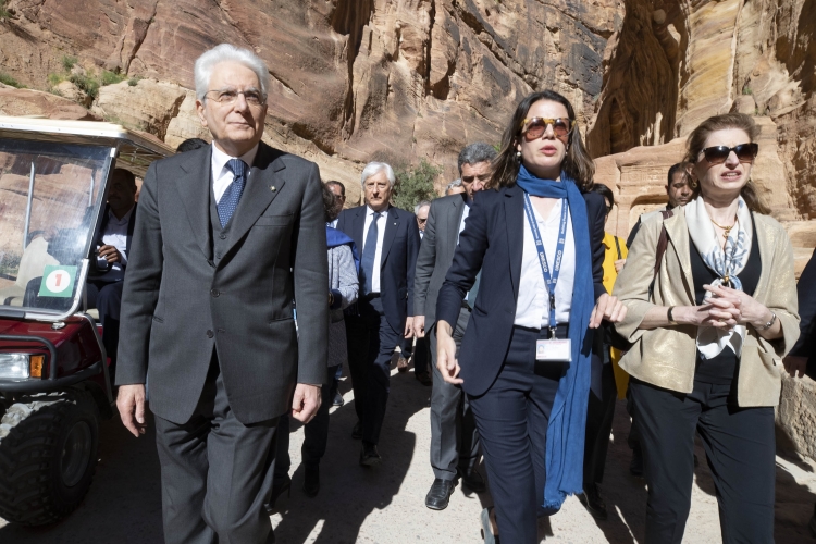 Il Presidente della Repubblica Sergio Mattarella e la Sig.ra Laura, al sito archeologico di Petra, in occasione della visita Ufficiale nel Regno Hascemita di Giordania
