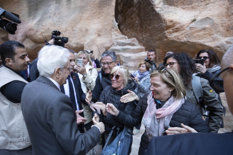 Il Presidente della Repubblica Sergio Mattarella al sito archeologico di Petra,in occasione della visita Ufficiale nel Regno Hascemita di Giordania