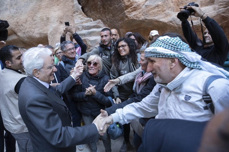 Il Presidente della Repubblica Sergio Mattarella al sito archeologico di Petra,in occasione della visita Ufficiale nel Regno Hascemita di Giordania