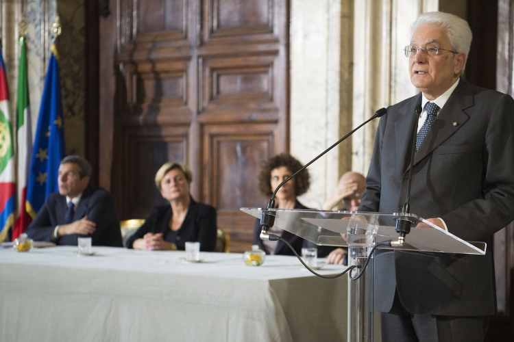 Il Presidente Sergio Mattarella nel corso della cerimonia per la "Giornata Qualità Italia" 