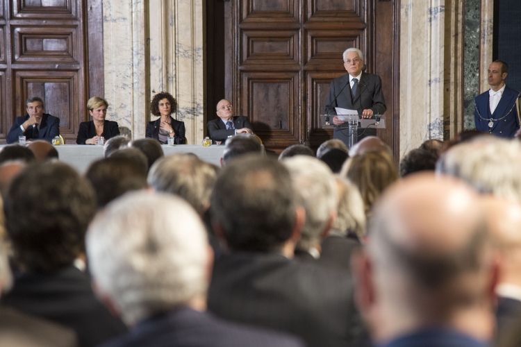 Il Presidente Sergio Mattarella nel corso della cerimonia per la "Giornata Qualità Italia" 