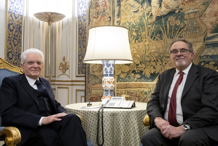 Il Presidente della Repubblica Sergio Mattarella nel corso dell'intervista con Richard Heuzé