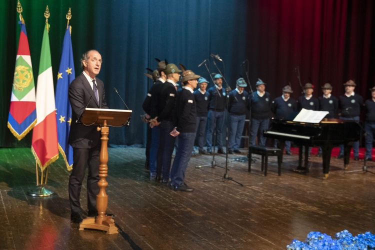Il Presidente della Regione Veneto, Luca Zaia, alla cerimonia commemorativa del 74° anniversario della Liberazione