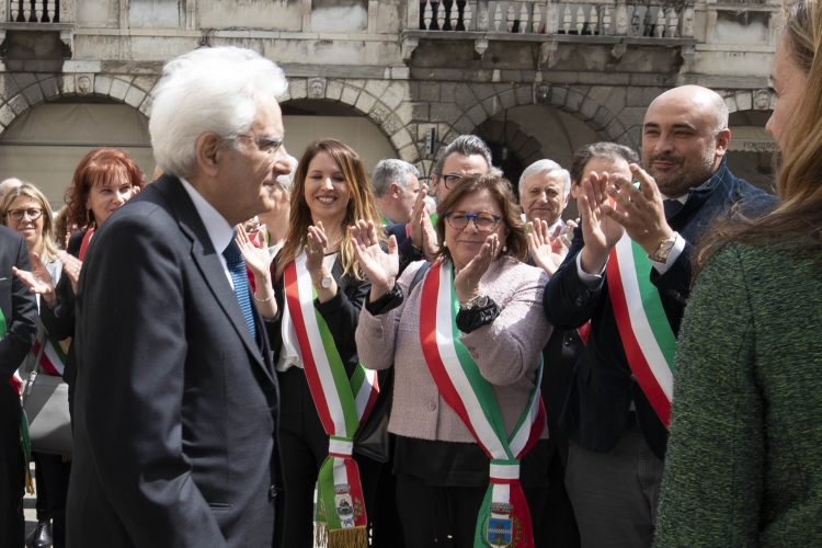 Il Presidente Sergio Mattarella in occasione della cerimonia commemorativa del 74° anniversario della Liberazione