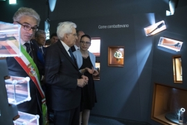 Il Presidente Sergio Mattarella durante la visita al Museo della Battaglia in occasione del 74° anniversario della Liberazione
