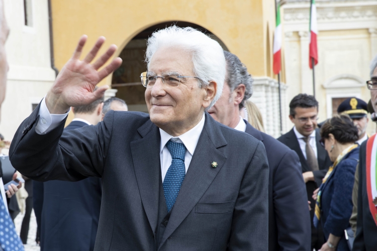 Il Presidente Sergio Mattarella al termine della visita al Museo della Battaglia in occasione del 74° anniversario della Liberazione