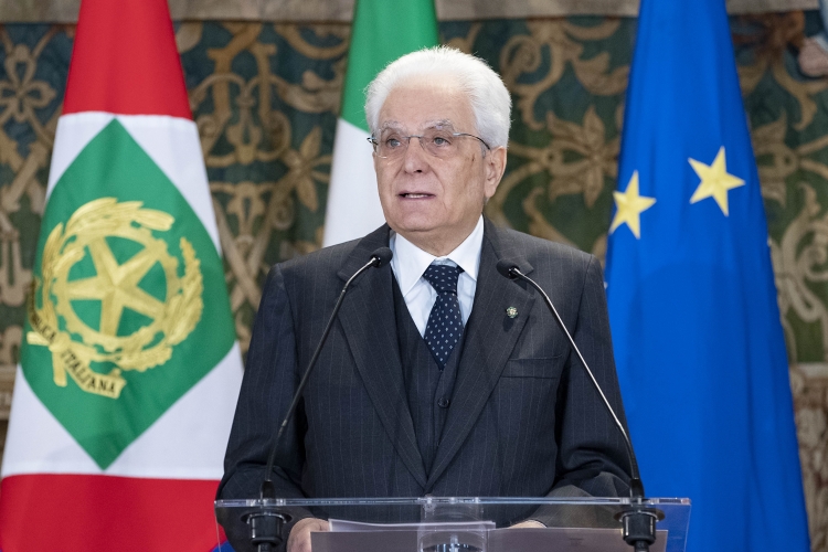 Il Presidente Sergio Mattarella nel corso del suo intervento alla celebrazione della Festa del Lavoro