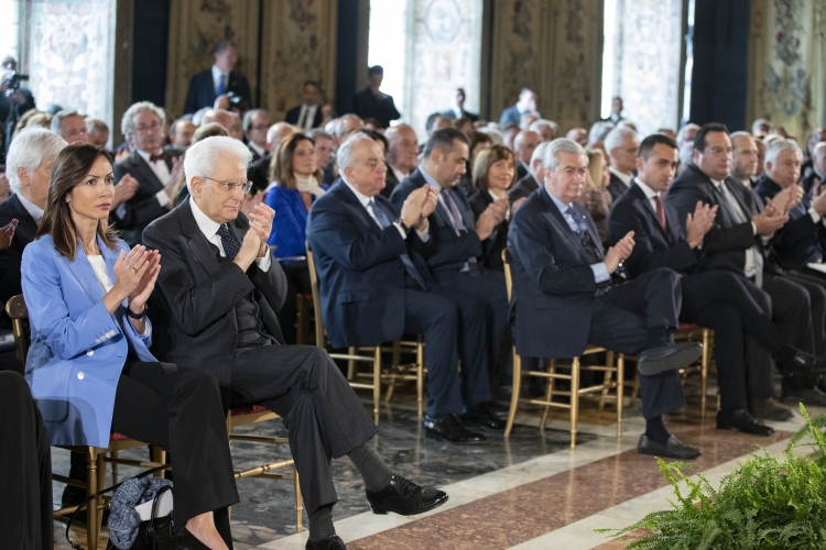 Il Presidente Sergio Mattarella durante la celebrazione della Festa del Lavoro. 