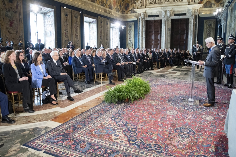 Il Presidente Sergio Mattarella durante la celebrazione della Festa del Lavoro. 
